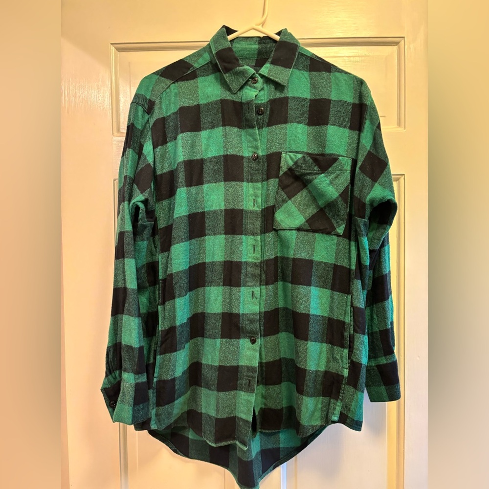 Madewell Forest Green and Black Checkered Shirt